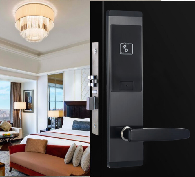 Cerraduras de puerta elegantes de la aleación del cinc del hotel del Keyless Entry de la tarjeta del golpe fuerte de la pantalla 0