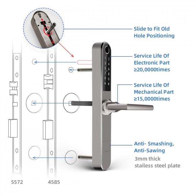 Cerradura biométrica de aluminio impermeable de la huella dactilar de las cerraduras de puerta del hotel 0