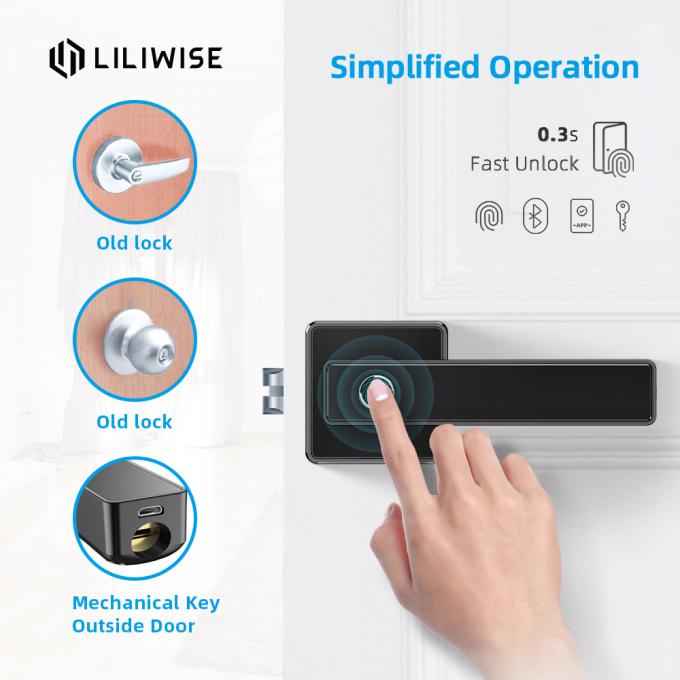 Seguridad biométrica de WiFi Bluetooth APP de la cerradura de puerta de la huella dactilar de Liliwise alta 0