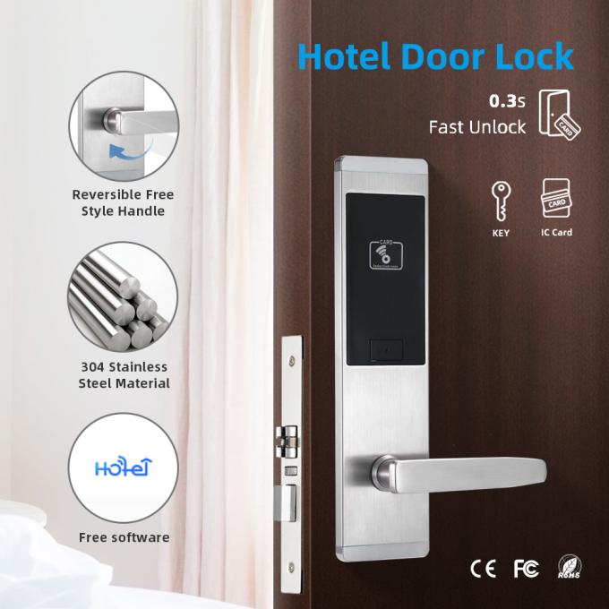 Cerraduras de puerta de la llave electrónica del hotel del negro de la aleación del cinc con el tipo de tarjeta de la mortaja MF1 del ANSI 0