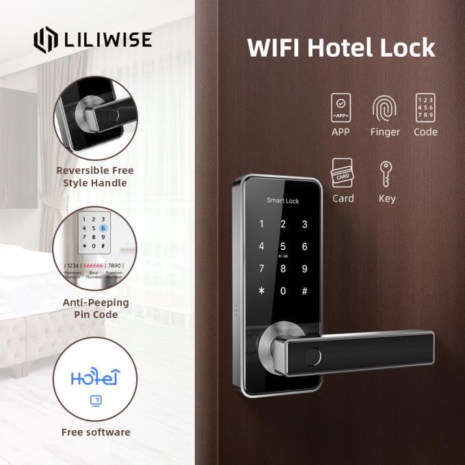 La huella dactilar biométrica casera inteligente elegante de Wifi de la cerradura de puerta del hotel desbloquea 1