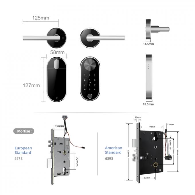 Huella dactilar biométrica partida Bluetooth casero moderno inalámbrico de la cerradura de puerta del código del estándar europeo 1
