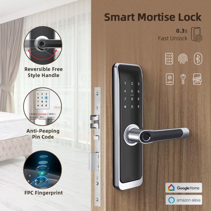 Cerradura de puerta electrónica de Digitaces de la huella dactilar de WiFi Bluetooth inteligente para la residencia 0