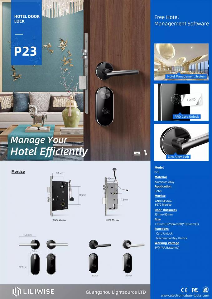 Lector elegante Security Electronic Room de la llave electrónica del golpe fuerte de las cerraduras de puerta del hotel del RFID 0