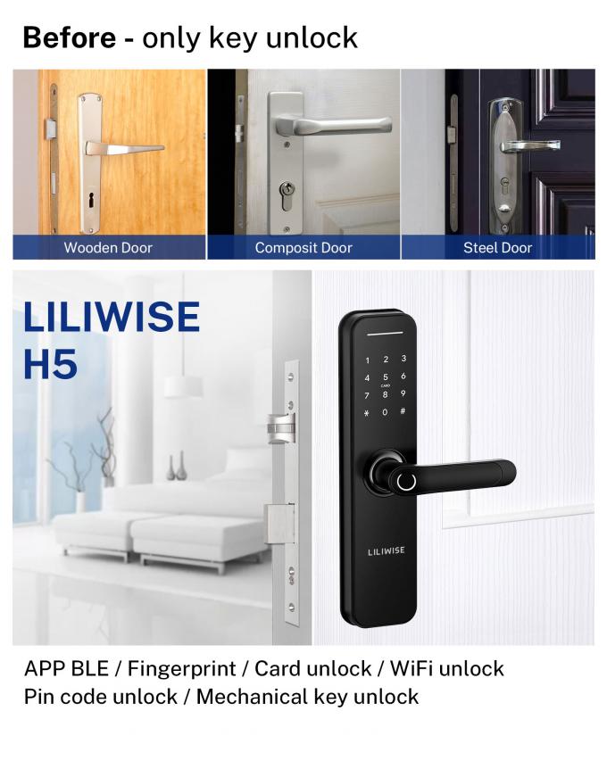 Cerradura de puerta biométrica de la cerradura del OEM de la huella dactilar elegante teledirigida de la seguridad en el hogar 4
