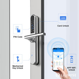 Color plata delgado del panel de la anchura de la cerradura de puerta de Thumbprint de la cerradura de puerta de Bluetooth del acceso de WiFi APP 38m m
