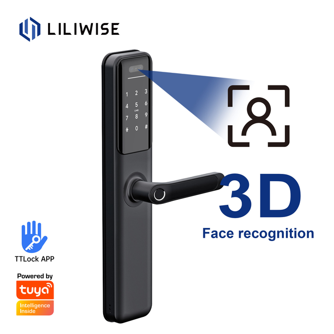 Material elegante de la aleación de aluminio de la cerradura de puerta del reconocimiento de cara de Digitaces 3D 0