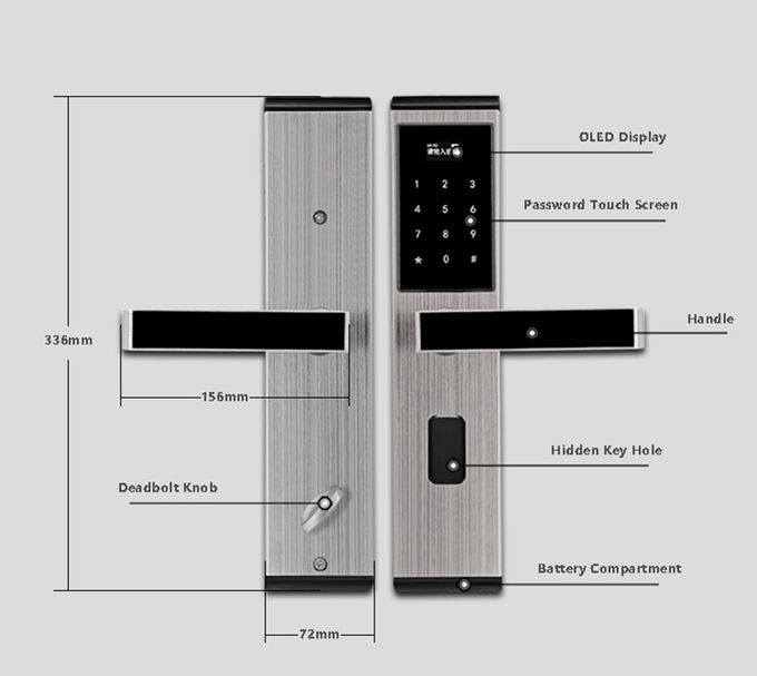 Cerraduras de puerta sin llave múltiples del hotel, cerradura de puerta electrónica del telclado numérico de la contraseña 2