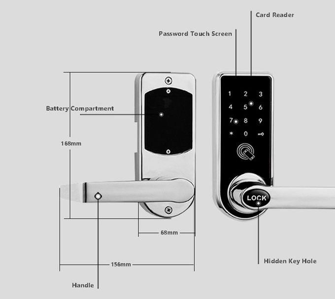 Cerradura de puerta de Bluetooth del App de la aleación del cinc para 168m m * 68m m residenciales caseros 2
