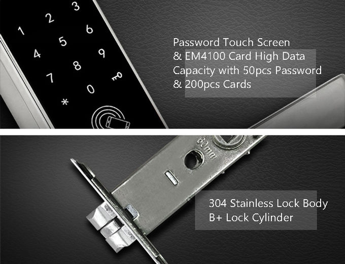 Peso ligero de la cerradura de puerta de Bluetooth de la tarjeta de la huella dactilar 168m m * 68m m para los hogares 1