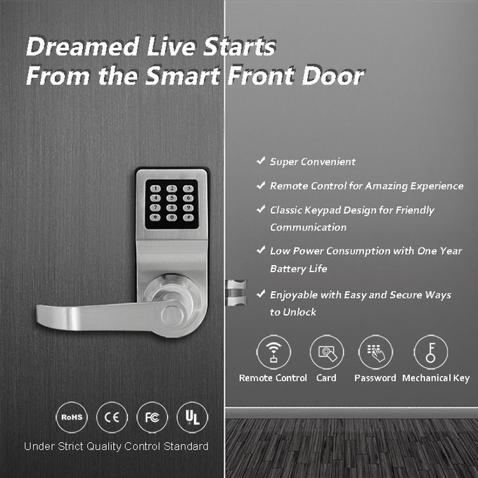 Sistema electrónico de plata/de oro de la cerradura de puerta del botón de la alta seguridad, de la entrada dominante 0