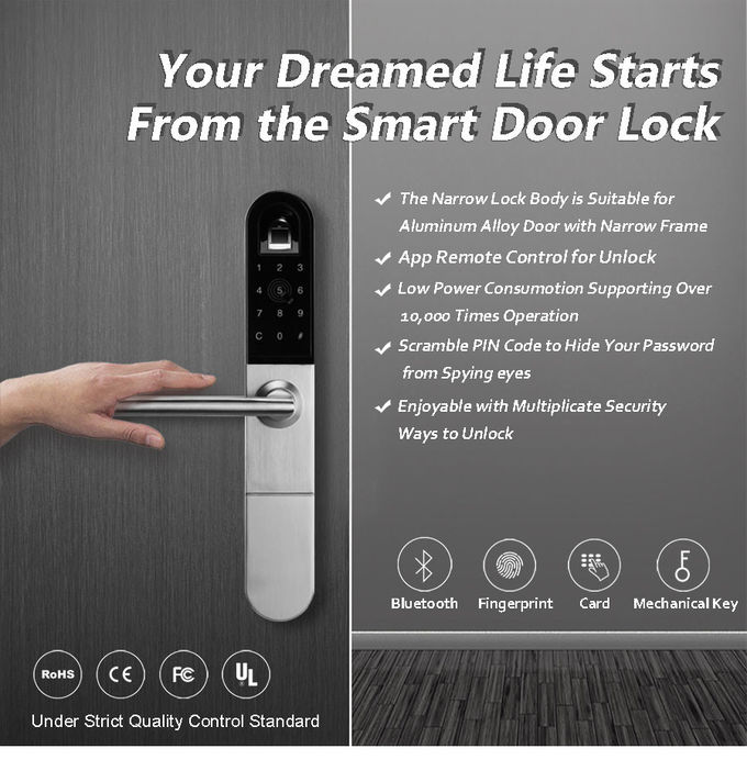 Cerraduras de puerta de aluminio elegantes de cerradura de la puerta del cinc de la aleación del control elegante del App para la puerta deslizante 0