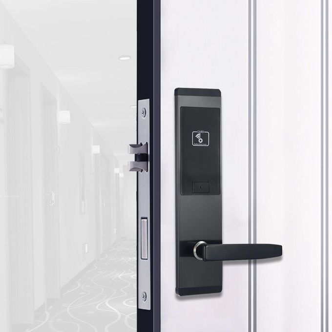 Cerraduras de puerta de la llave electrónica del hotel del negro de la aleación del cinc con el tipo de tarjeta de la mortaja MF1 del ANSI 1