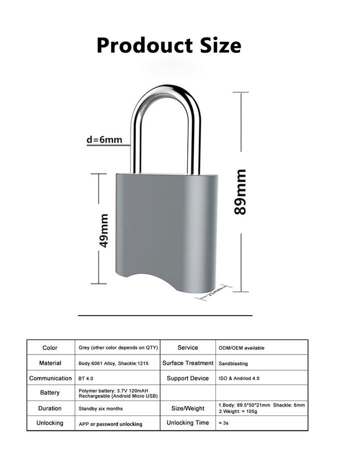 Candado multifuncional elegante del control de Bluetooth de la cerradura de puerta del código de seguridad/del botón de la contraseña de Digitaces 2