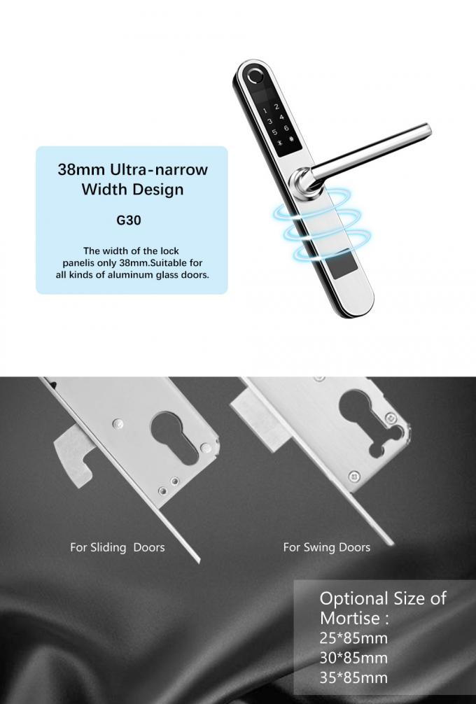 Cerradura de puerta elegante de la exploración del finger de la contraseña de la tarjeta de la moda RFID/cerradura de puerta de cristal de aluminio de oscilación 1