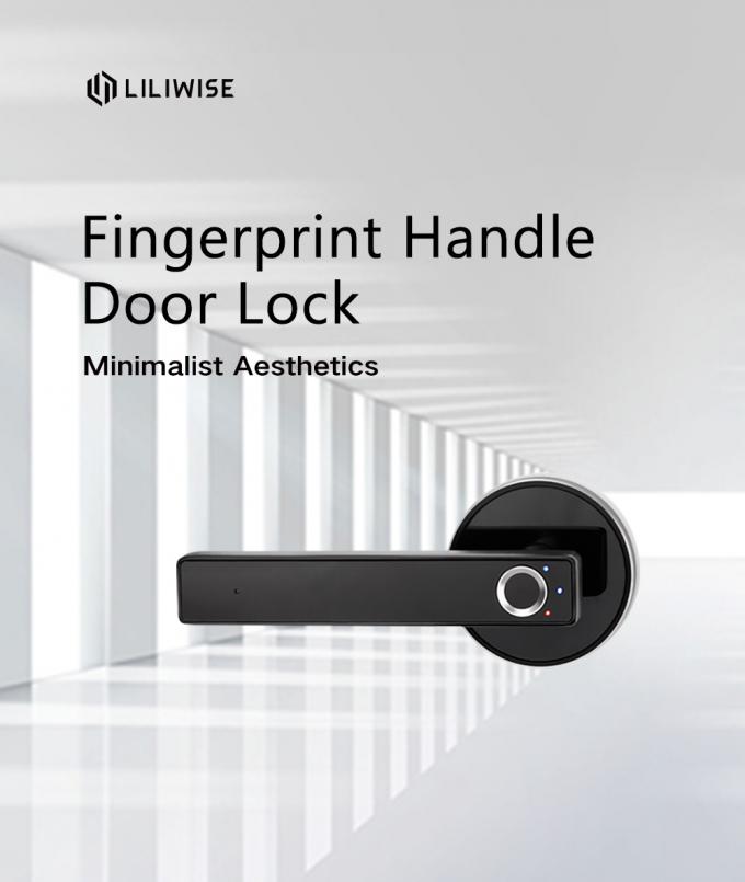 Cerradura electrónica del tirador de puerta de Digitaces de la huella dactilar biométrica simple negra elegante 0