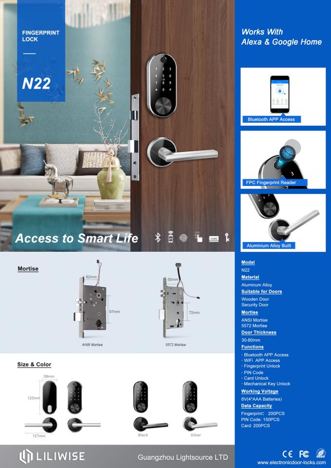 Aleación de aluminio electrónica partida de Wifi de la cerradura de puerta de Bluetooth del control de la huella dactilar inalámbrica de Digitaces 1