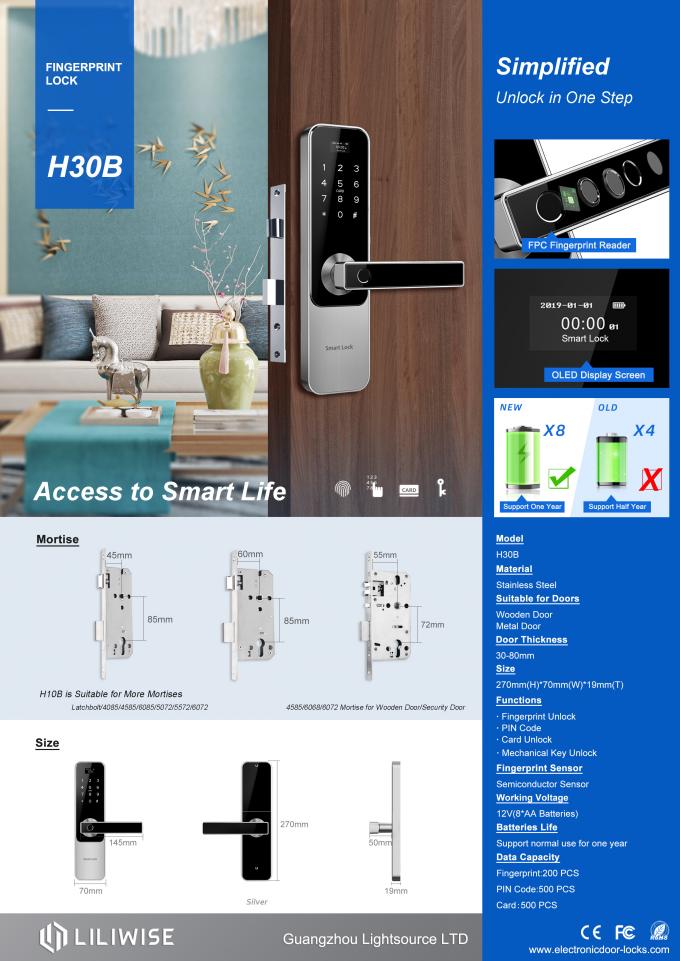 Cerradura de puerta elegante de Wifi de la tarjeta de la contraseña de la huella dactilar de Tuya de puerta de Airbnb de la residencia electrónica de las cerraduras 0