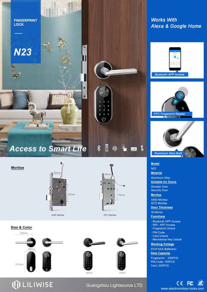 Cerradura de puerta biométrica electrónica de Bluetooth de la aleación de aluminio de las cerraduras de puerta 0