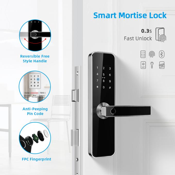 Cerradura elegante inalámbrica de Bluetooth TTLock APP Digital del sitio de puerta de las cerraduras de la huella dactilar inteligente de la seguridad 1
