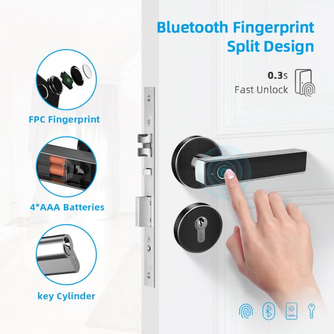 La cerradura de puerta elegante de Bluetooth vía llaves mecánicas del App de Wifi desbloquea para el uso en el hogar 0