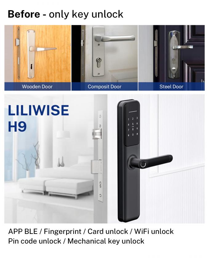 Cerraduras de puerta eléctricas de la huella dactilar de la prenda impermeable de la cerradura de puerta de Tuya WiFi Smart Digital 4