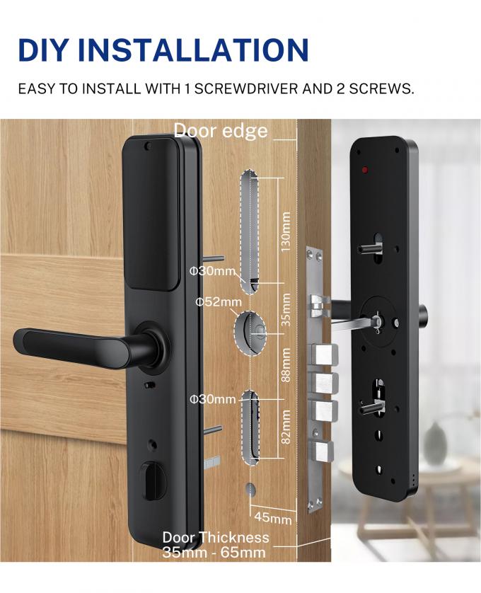Cerraduras de puerta eléctricas de la huella dactilar de la prenda impermeable de la cerradura de puerta de Tuya WiFi Smart Digital 5