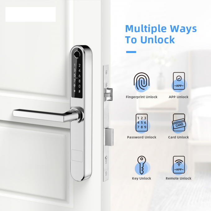 La cerradura elegante de desplazamiento ultrafina Bluetooth FPC de la puerta del patio toma las huellas dactilares llave mecánica 0