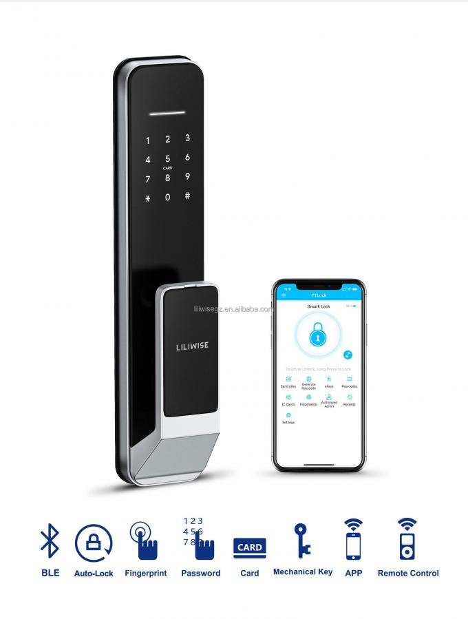 Liliwise Seguridad Digital Campanilla Tuya Wifi Smart Bloqueo de huellas digitales Reconocimiento facial c&aacute;mara Bloqueo de puerta Control de accesos 6