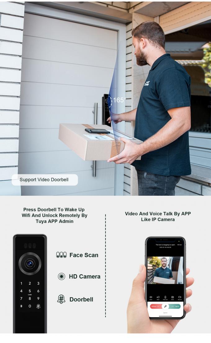 Liliwise Fechadura Digital Tuya Inteligente Cerradura Wifi Seguridad Inal&aacute;mbrica Contrase&ntilde;a Sin llave Cerraduras inteligentes con c&aacute;mara 8