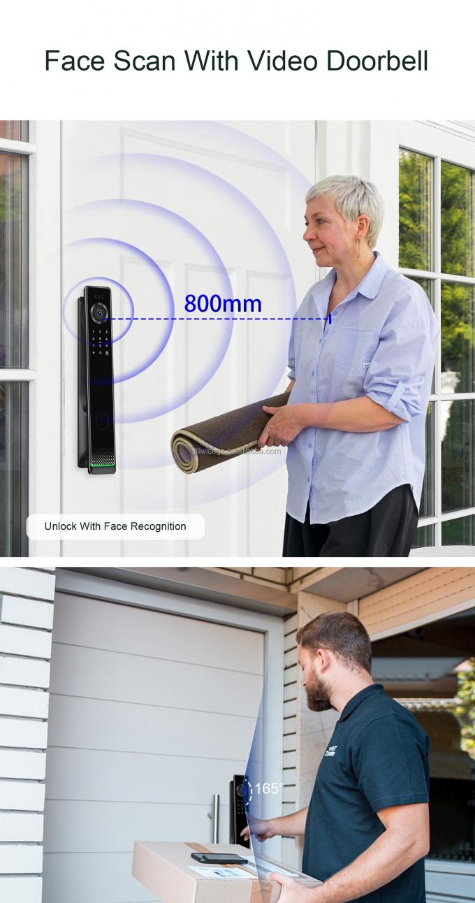Liliwise Autom&aacute;tico Impermeable Electr&oacute;nico Smart Lock C&aacute;mara Tuya Ttlock huella digital 3D de reconocimiento facial Smart Door Lock 6