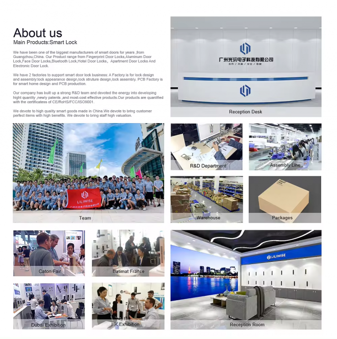 Liliwise Autom&aacute;tico Impermeable Electr&oacute;nico Smart Lock C&aacute;mara Tuya Ttlock huella digital 3D de reconocimiento facial Smart Door Lock 38