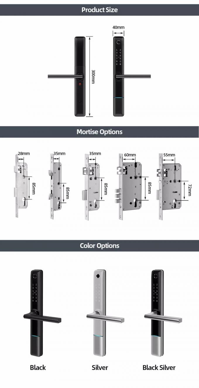 Liliwise Cerradura de puerta digital de huellas digitales de acero inoxidable impermeable TTlock Cerradura de puerta inteligente BLE Wifi Slim Cerradura inteligente 10