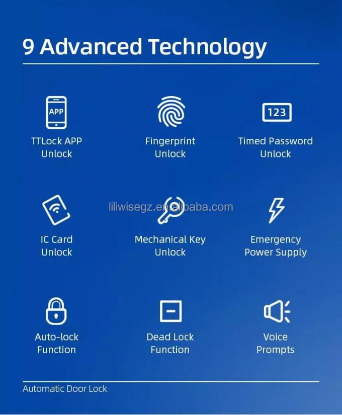 Cerradura inteligente de acero inoxidable inoxidable de Liliwise Tuya Ttlock Wifi Cerradura de puerta inteligente sin llave con fuego 4