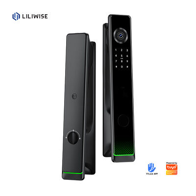 Liliwise 2025 Electronic Black Smart Gate Lock Outdoor Tuya Tt Camera Smart Lock With Ble Fingerprint Camera Proof de agua con una cámara de huellas digitales de color azul y una cámara de huellas digitales de color negro