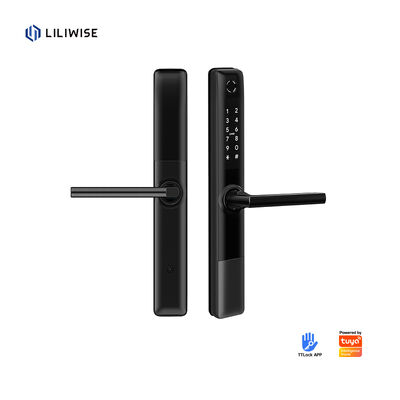 Liliwise Tuya APP a prueba de agua WiFi BLE Impresión digital Cerradura inteligente Cerradura de puerta delgada Cerradura para perfil estrecho Puertas de aluminio Puerta de madera