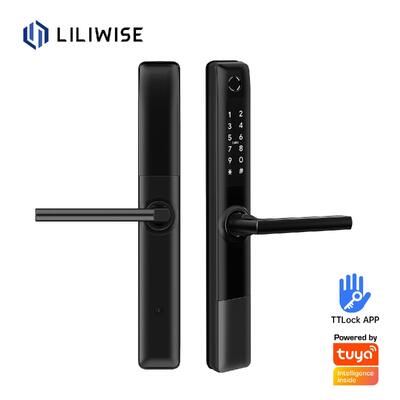 Liliwise Cerradura de puerta digital de huellas digitales de acero inoxidable impermeable TTlock Cerradura de puerta inteligente BLE Wifi Slim Cerradura inteligente