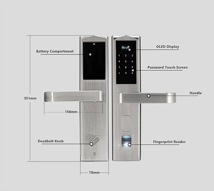 Cerradura de puerta de Keyless Entry de la contraseña, código del Pin de Scamble de la cerradura de puerta de la tarjeta del APP 2