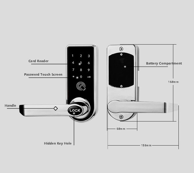 Peso ligero de la cerradura de puerta de Bluetooth de la tarjeta de la huella dactilar 168m m * 68m m para los hogares 2