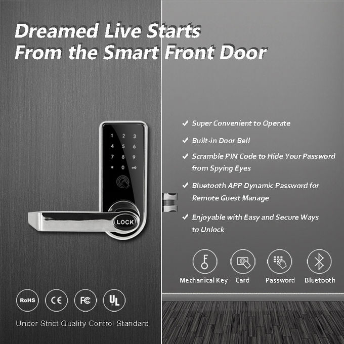 Cerradura de puerta sin llave del telclado numérico, cerradura de Bluetooth Digital del App de la tarjeta de la contraseña para el hogar 0