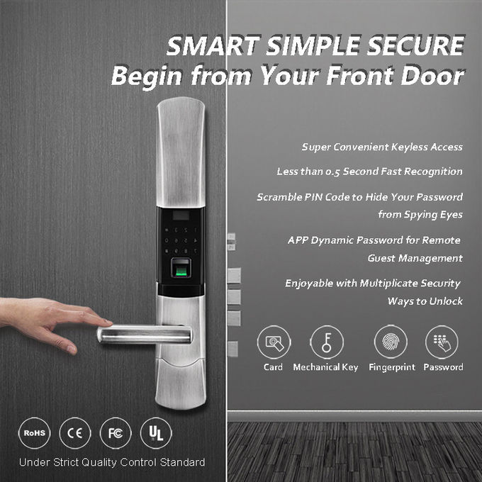 Desplazamiento de las cerraduras de puerta electrónicas de entrada, cerradura de puerta electrónica del dormitorio con el sensor de Fngerprint 0