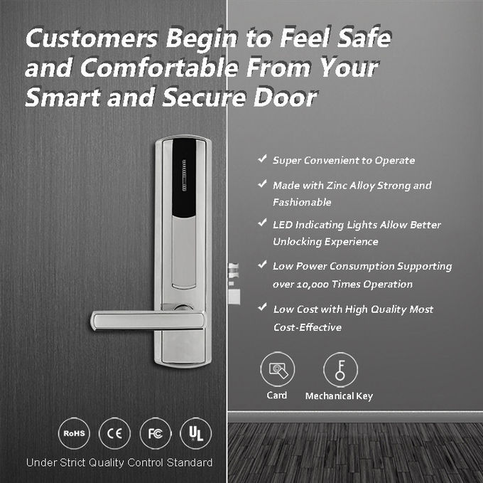 Cerraduras de puerta electrónicas del sitio de la llave electrónica para el sistema elegante de la cerradura de puerta del hotel 0