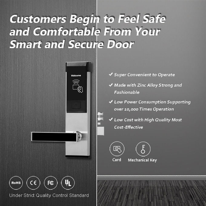 Cerraduras de puerta electrónicas del hotel de encargo, cerradura de puerta inteligente de la tarjeta de Rfid 0