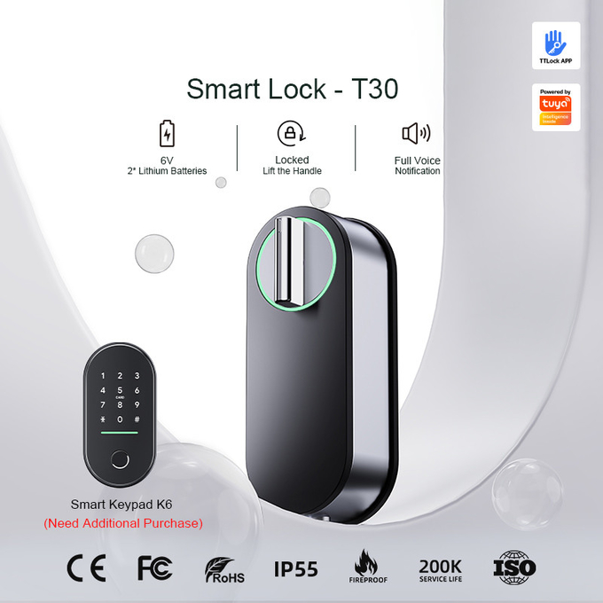 Liliwise Hot Sale Cerradura Smart Home Interior Tuya Ttlock Seguridad Cerradura Digital Wifi Cerradura inteligente con llave 0