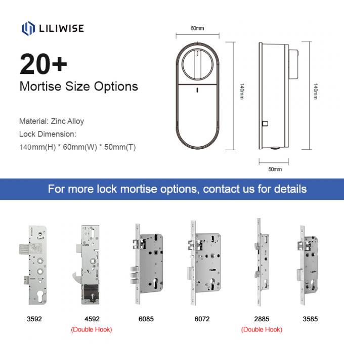 Liliwise OEM ODM Retrofit Cerradura inteligente Cerradura de puerta digital Cerradura de puerta inteligente electrónica motorizada Adapta cilindros de perfil de la UE 2